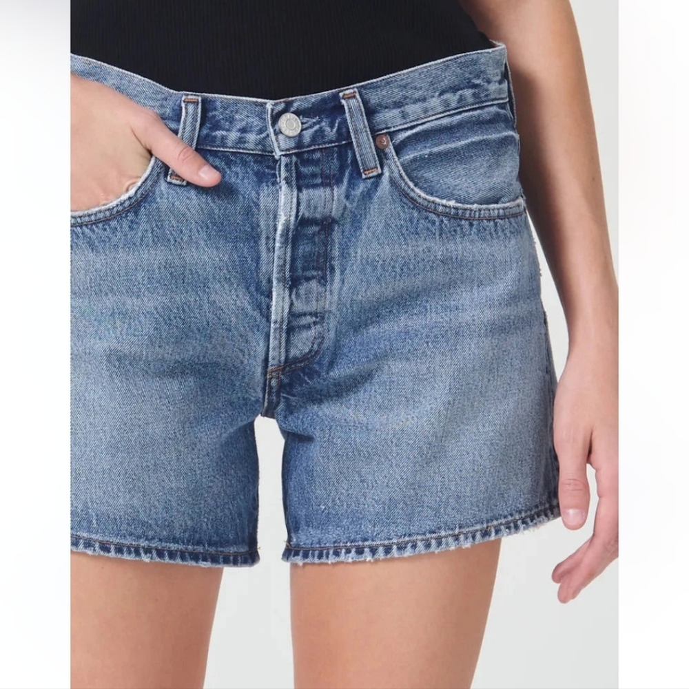 Agolde Parker Long Hemmed Organic Cotton Shorts In Occurance